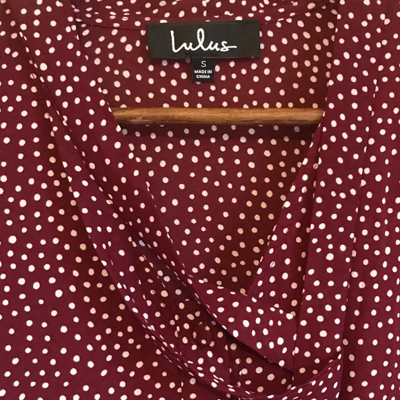Lulus Burgundy Polka Dot Midi Dress. Size small. New with tags. - Picture 4 of 4